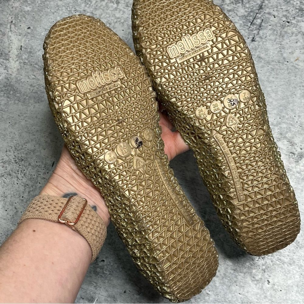 Melissa Campana Flats Gold 7 NEW - Picture 4 of 6